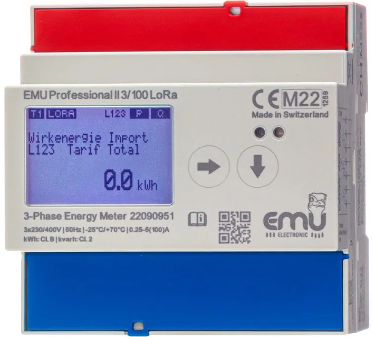 [P20A000LO] LORA 3 Phase kWh 100A with internal antenna - MID - EMU Professional II 3/100 P20A000LO