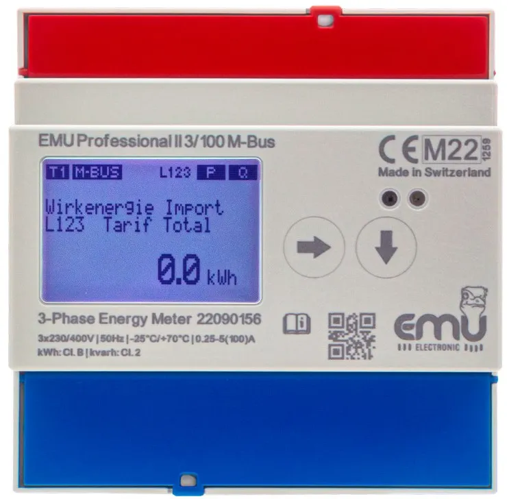 [P20A000M] M-BUS 3 Phases kWh 100A - MID - EMU Professional II 3/100 P20A000M