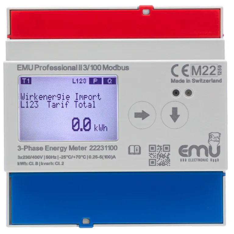 ModBus 3 Phases kWh 100A - MID - EMU Professional II 3/100 P20A000MO
