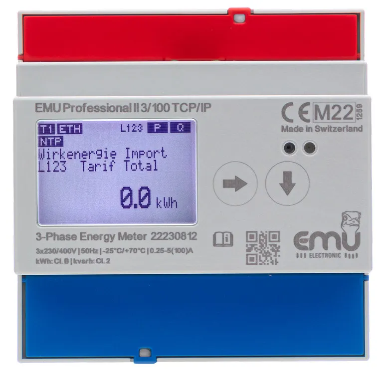 TCP/IP 3 Fase kWh 100A  - MID - EMU Professional II 3/100 P20A000T
