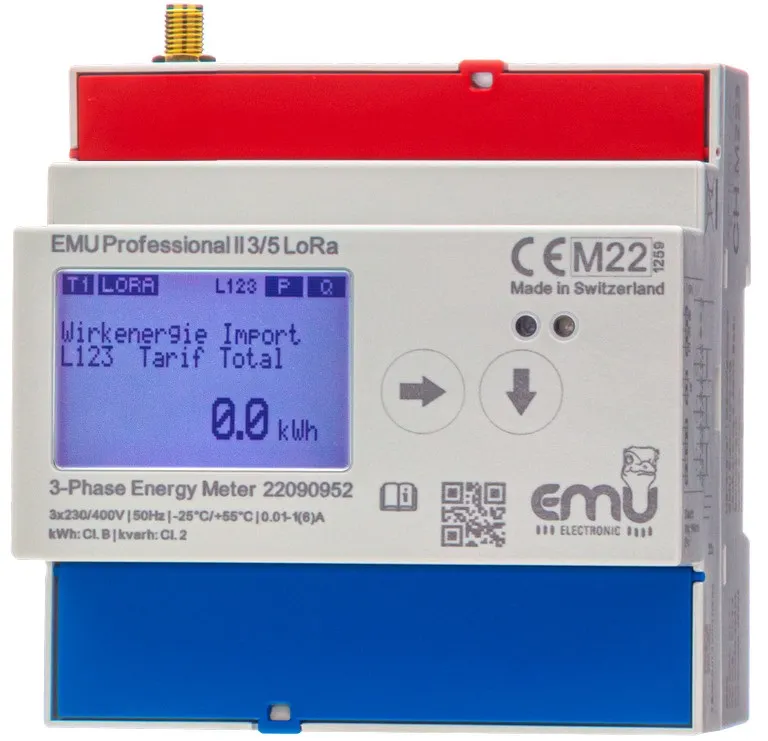 LORA 3 Fase kWh Via stroomtransformatoren 5A of 1A  voor ext. antenne - MID 