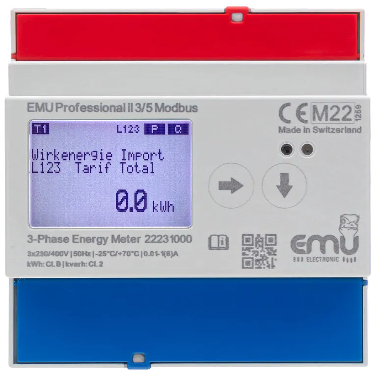 ModBus 3 Fase kWh Via stroomtransformatoren 5A of 1A  - MID - EMU Professional II 3/5 P21A000MO
