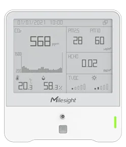 Milesight AM319-868M T° - H - PIR - Lumière - TVOC - Pression atmosphérique - CO2 - PM2.5 et PM10 HCHO-IR-Sans O3 capteur & Affichage