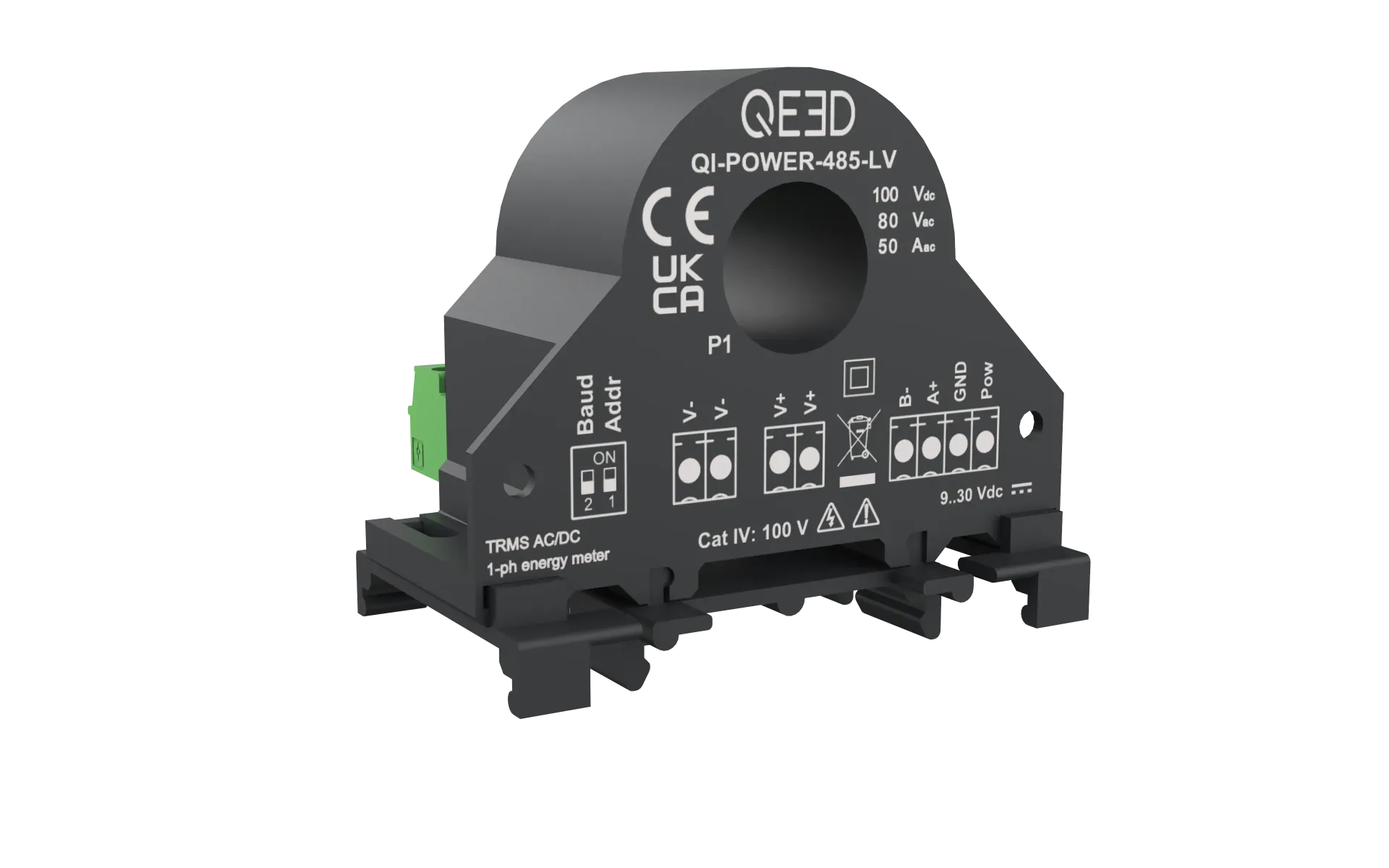 [QI-POWER-485-LV] QEED QI-POWER-485-LV Monofasige vermogen meter  - 50A / 100V DC - 80 V AC