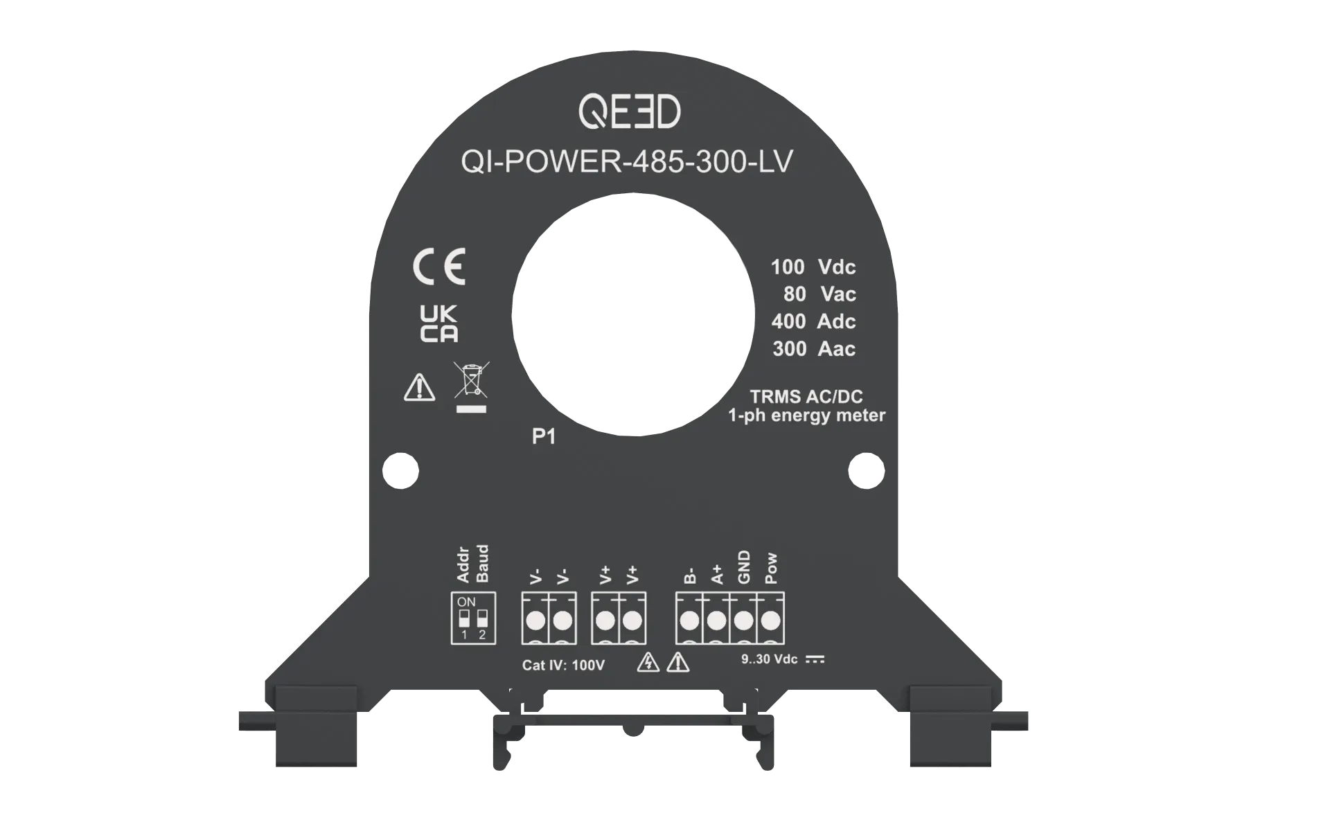 QEED QI-POWER-485-300-LV  Single phase power meter- 300A AC-400A DC / 100V DC - 80 V AC
